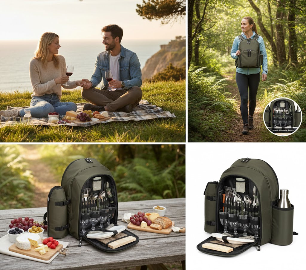 Livoo - Praktisk piknikryggsekk for 4 personer